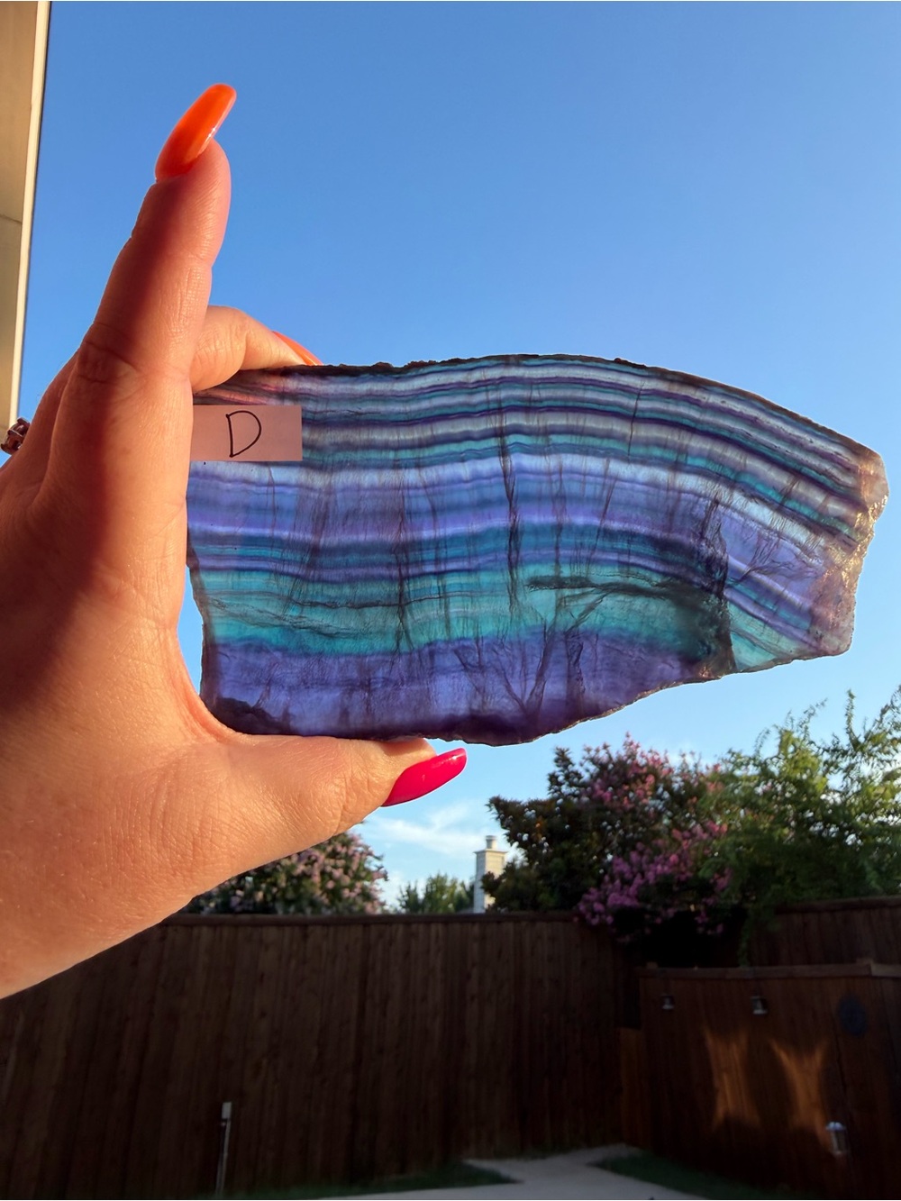 Colorful Fluorite Slab - Blue & Teal Banded Slice D